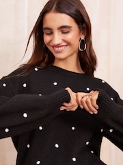 Friends Like These Black Bobble Crew Neck Jumper - Image 3 of 6