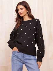 Friends Like These Black Bobble Crew Neck Jumper - Image 4 of 6