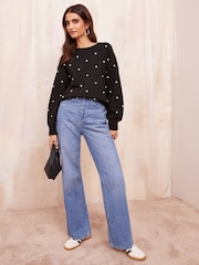 Friends Like These Black Bobble Crew Neck Jumper - Image 5 of 6