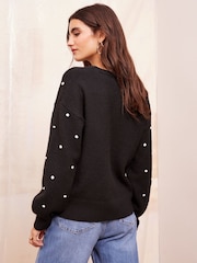 Friends Like These Black Bobble Crew Neck Jumper - Image 6 of 6