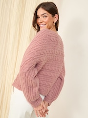 Friends Like These Pink Cable Batwing Knitted Jumper - Image 4 of 4