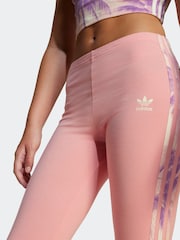 adidas originals Pink Printed 3 Stripe Leggings - Image 4 of 6