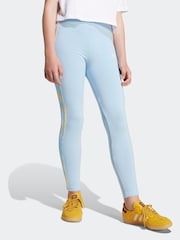 adidas originals Blue Printed 3 Stripe Leggings - Image 1 of 6
