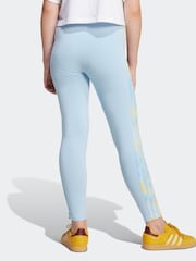 adidas originals Blue Printed 3 Stripe Leggings - Image 2 of 6
