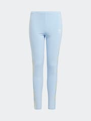 adidas originals Blue Printed 3 Stripe Leggings - Image 6 of 6