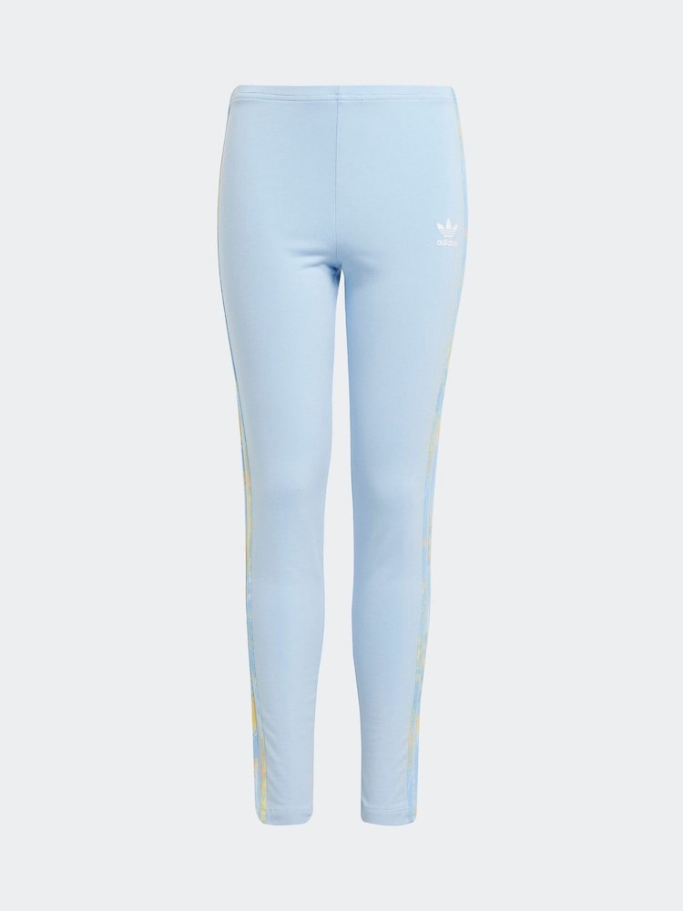 adidas originals Blue Printed 3 Stripe Leggings - Image 6 of 6