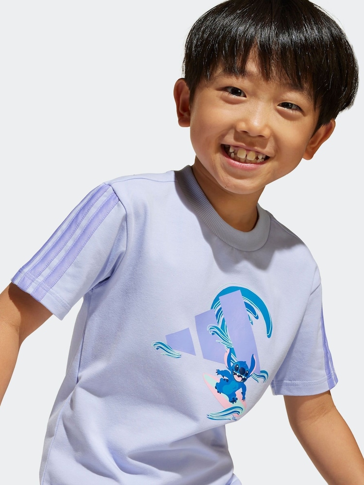 adidas Purple Disney Lilo and Stitch Shorts and T-Shirt Set - Image 3 of 7