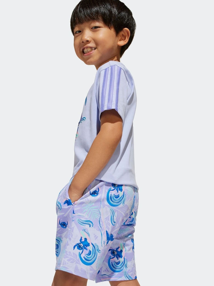 adidas Purple Disney Lilo and Stitch Shorts and T-Shirt Set - Image 4 of 7