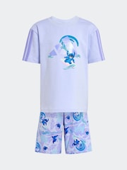 adidas Purple Disney Lilo and Stitch Shorts and T-Shirt Set - Image 5 of 7