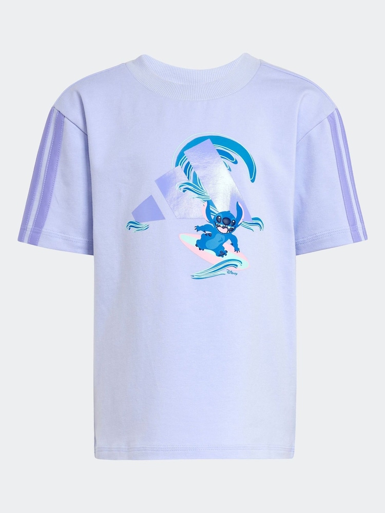 adidas Purple Disney Lilo and Stitch Shorts and T-Shirt Set - Image 6 of 7