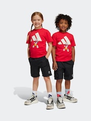 adidas Red Disney Mickey Mouse Top and Short Set - Image 1 of 5