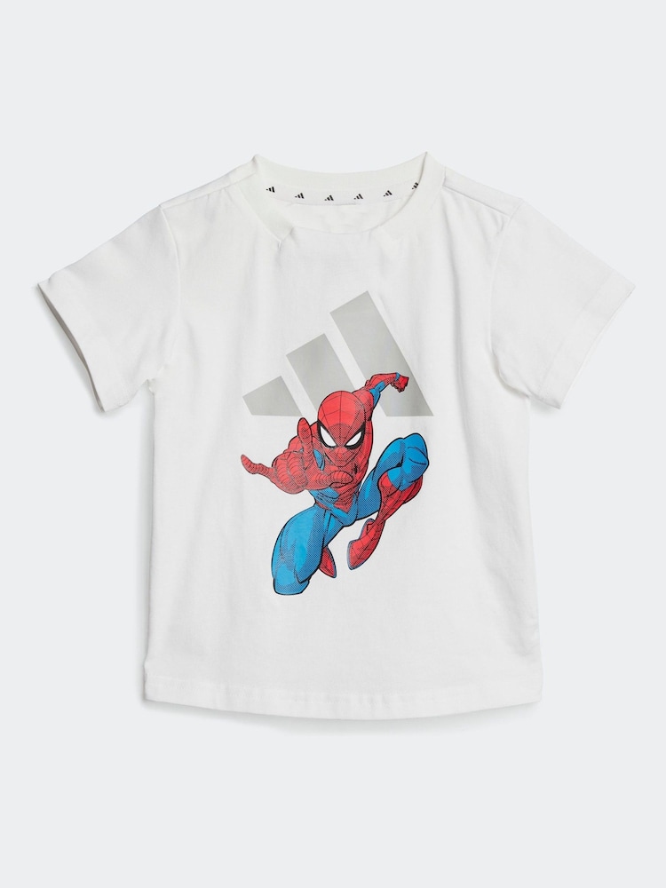 adidas White Marvel Spider Man 100% Cotton Shorts T-Shirt Set - Image 2 of 6