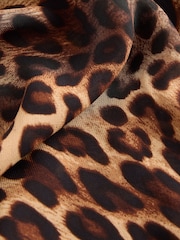 Leopard Print Peter Pan Collar Sheer Short Sleeve Blouse - Image 7 of 7