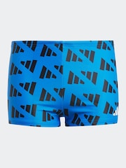 adidas Blue Logo Graphic Swim Boxer Shorts - Image 1 of 5