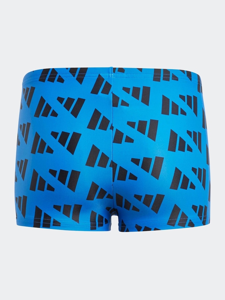 adidas Blue Logo Graphic Swim Boxer Shorts - Image 2 of 5