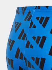 adidas Blue Logo Graphic Swim Boxer Shorts - Image 4 of 5