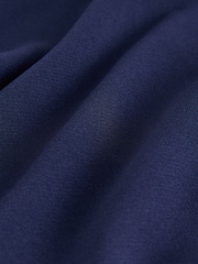 Navy Blue Relaxed Fit Short Sleeve Overhead V-Neck Blouse - Image 7 of 8