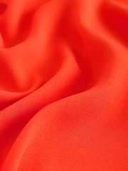 Bright Red Relaxed Fit Short Sleeve Overhead V-Neck Blouse - Image 7 of 8