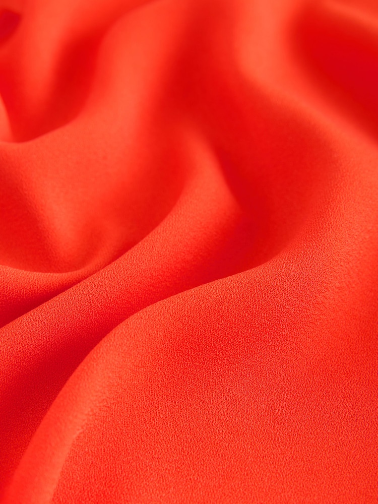 Rouge vif - Relaxed Fit Manches courtes Overhead Col en V Chemisiers - Image 7 of 8