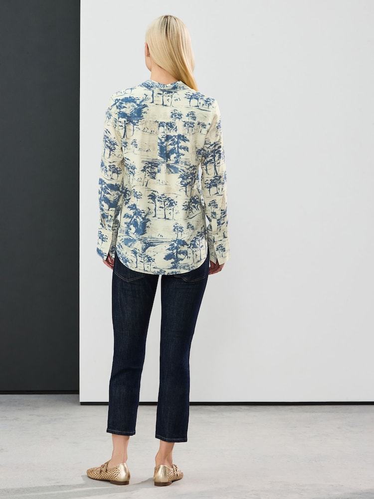 Blue Scenic Print Long Sleeve Button Down Shirt - Image 2 of 8