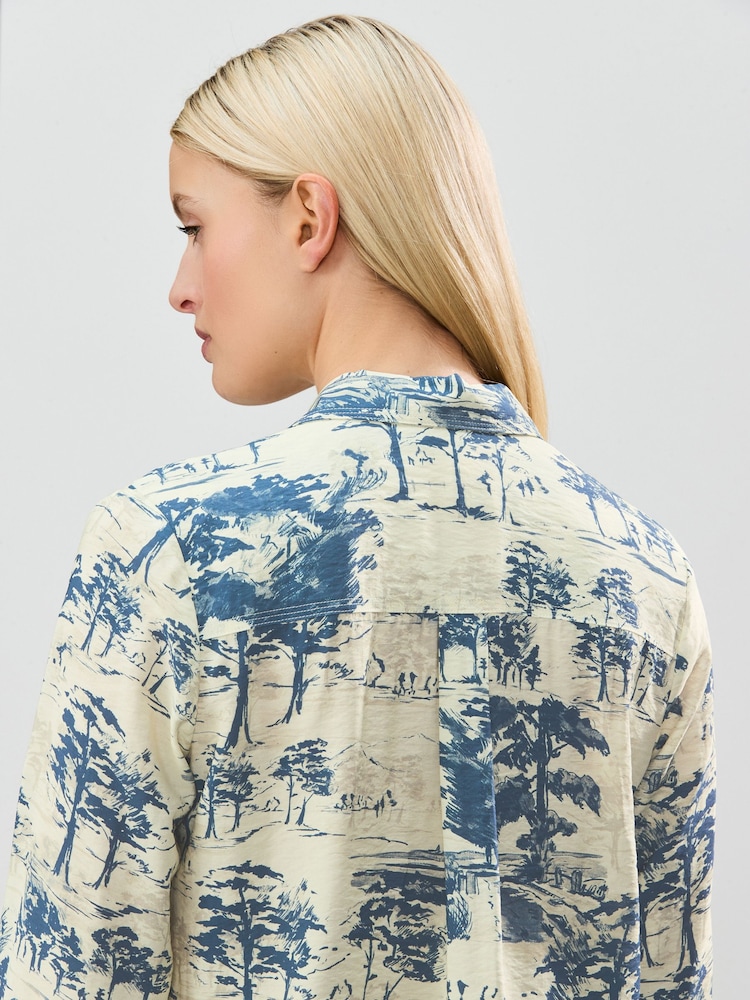 Blue Scenic Print Long Sleeve Button Down Shirt - Image 4 of 8