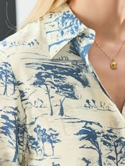 Blue Scenic Print Long Sleeve Button Down Shirt - Image 5 of 8