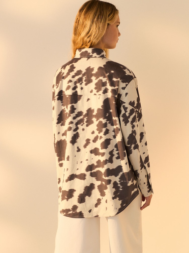 Cow Print Faux Suede Shacket - Image 3 of 7