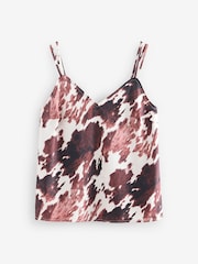 Brown/White Cow Print Satin Cami Top - Image 6 of 8