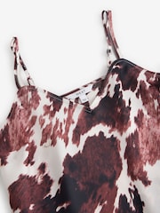 Brown/White Cow Print Satin Cami Top - Image 8 of 8