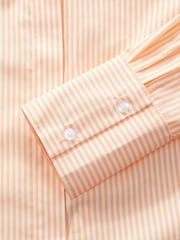 Orange/White Stripe Fitted Collared Essential Long Sleeve Shirt - Image 9 of 9