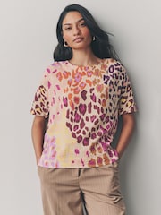Pink and Bright Animal Printed Textured Fabric Boxy T-Shirts 2 Pack - Image 7 of 13