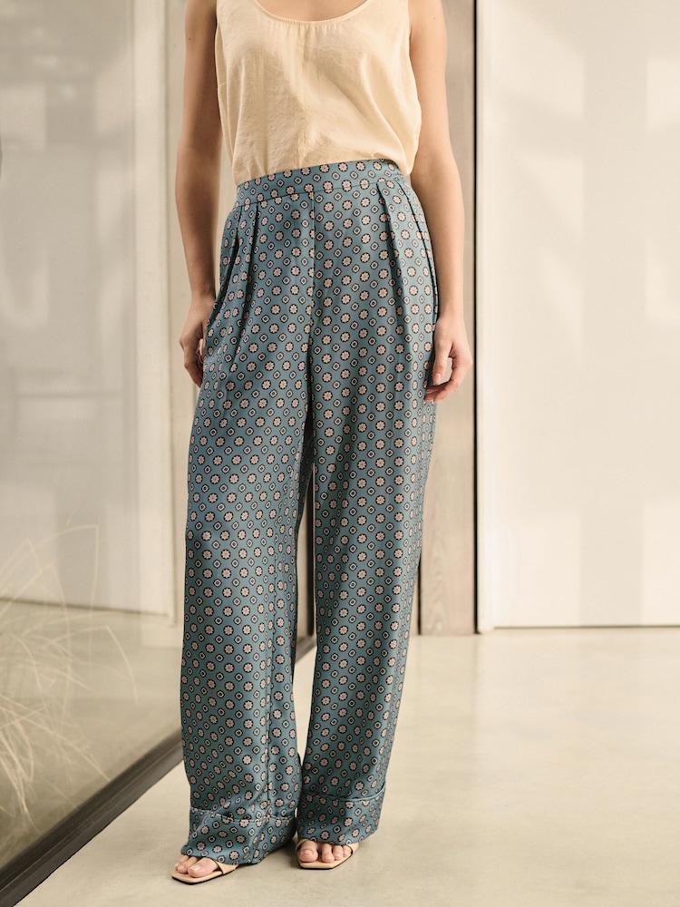 Blau - Hose mit weitem Beinschnitt und geometrischem Print - Image 2 of 8
