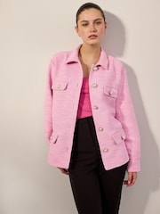 Pink Boucle Button Up Shacket - Image 1 of 4