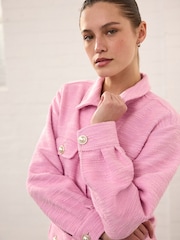 Pink Boucle Button Up Shacket - Image 3 of 4