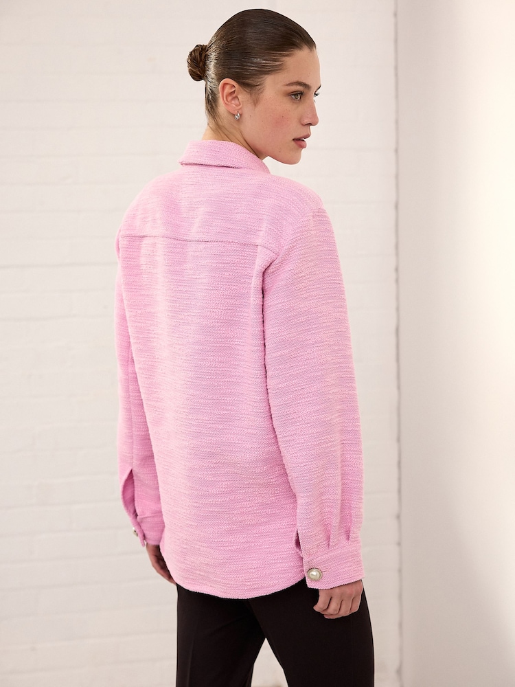 Pink Boucle Button Up Shacket - Image 4 of 4