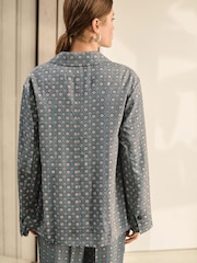 Blue Geo Print Relaxed Single Breasted Blazer - Image 5 of 9