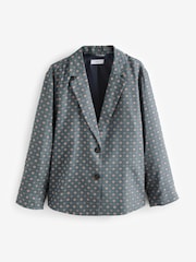 Blue Geo Print Relaxed Single Breasted Blazer - Image 7 of 9