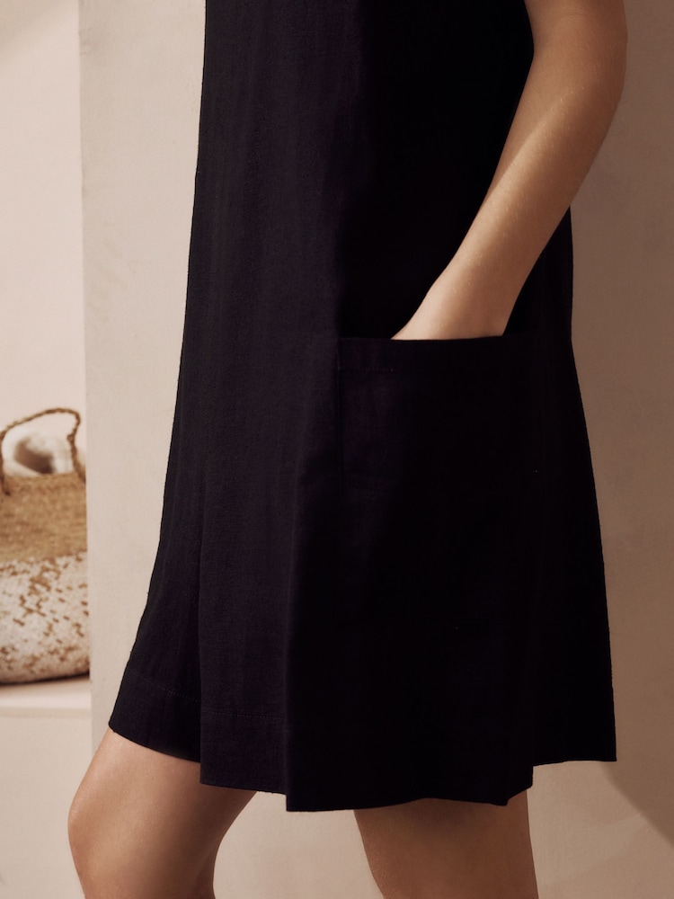 Black Linen Blend Playsuit - Image 6 of 7