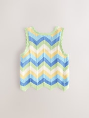 Blue Zigzag Knitted 100% Cotton Vest (3-16yrs) - Image 2 of 4