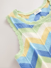 Blue Zigzag Knitted 100% Cotton Vest (3-16yrs) - Image 4 of 4