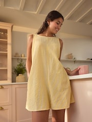 Yellow Textured Woven Playsuit - Image 1 of 6