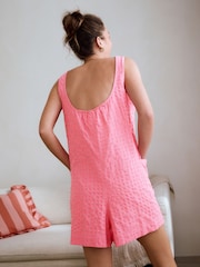 Fluro Pink Textured Woven Playsuit - Image 2 of 8