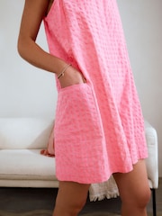 Fluro Pink Textured Woven Playsuit - Image 5 of 8