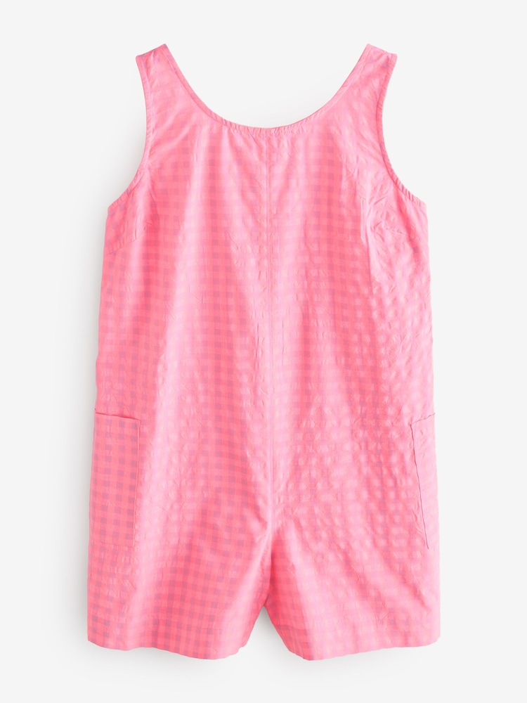 Fluro Pink Textured Woven Playsuit - Image 6 of 8
