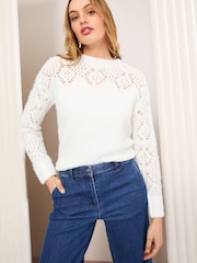 Friends Like These Cream Petite Pointelle Detail Jumper - Image 1 of 4