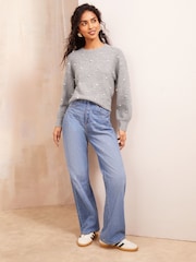 Friends Like These Grey Petite Bobble Crew Neck Jumper - Image 3 of 5