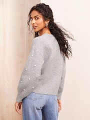 Friends Like These Grey Petite Bobble Crew Neck Jumper - Image 4 of 5