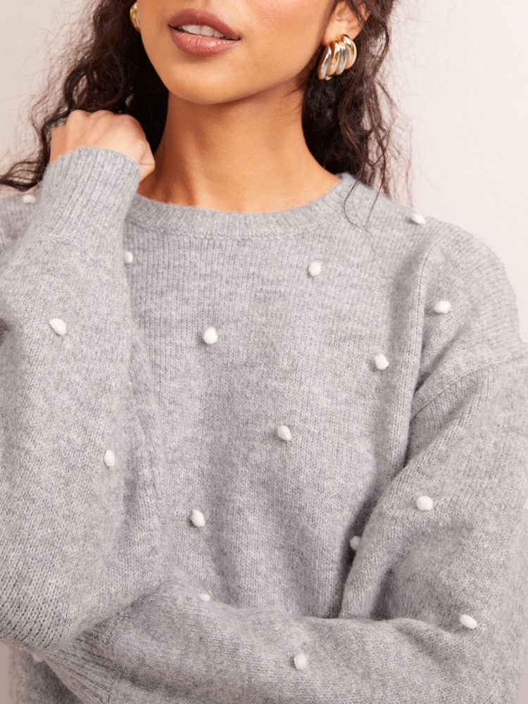 Friends Like These Grey Petite Bobble Crew Neck Jumper - Image 5 of 5