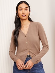 Friends Like These Taupe Petite V-Neck Cardigan - Image 1 of 4