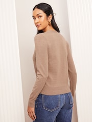 Friends Like These Taupe Petite V-Neck Cardigan - Image 4 of 4